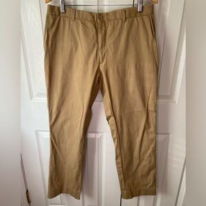 RALPH LAUREN Black Label Dark Tan Stretch Flat-Front Straight Chino Pants 35/30